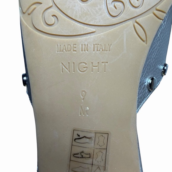 Brighton Womens Night Zinc Leather Studded Slide Sandals Size 9M Made In Italy - Picture 11 of 16